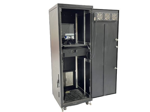 BlackBox Server Cabinet and Tray 72"x24"x24" w/ Tyco ET1939L-8CWA-3-NPB-G Screen - Maverick Industrial Sales