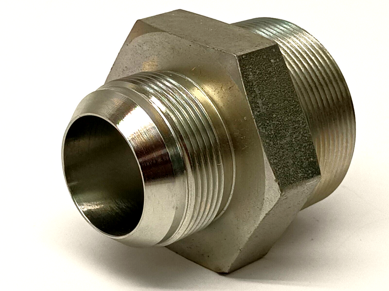 Stainless Steel Male Pipe Connector JIC 1-7/8" Thread x 2" NPT - Maverick Industrial Sales
