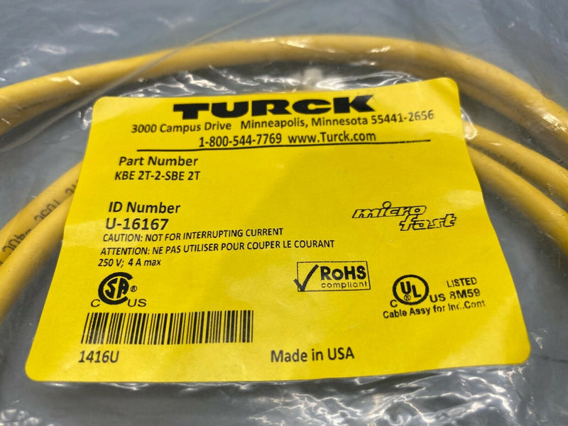 Turck KBE 2T-2-SBE 2T Microfast Double-Ended Cordset U-16167 - Maverick Industrial Sales