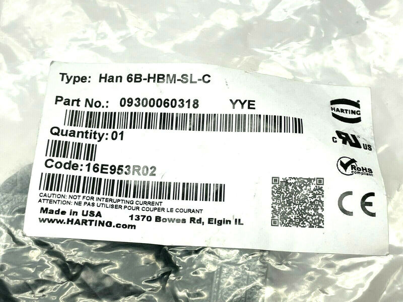 Harting Han 6B-HBM-SL-C Bulkhead Housing Snap Cap 09300060318 - Maverick Industrial Sales
