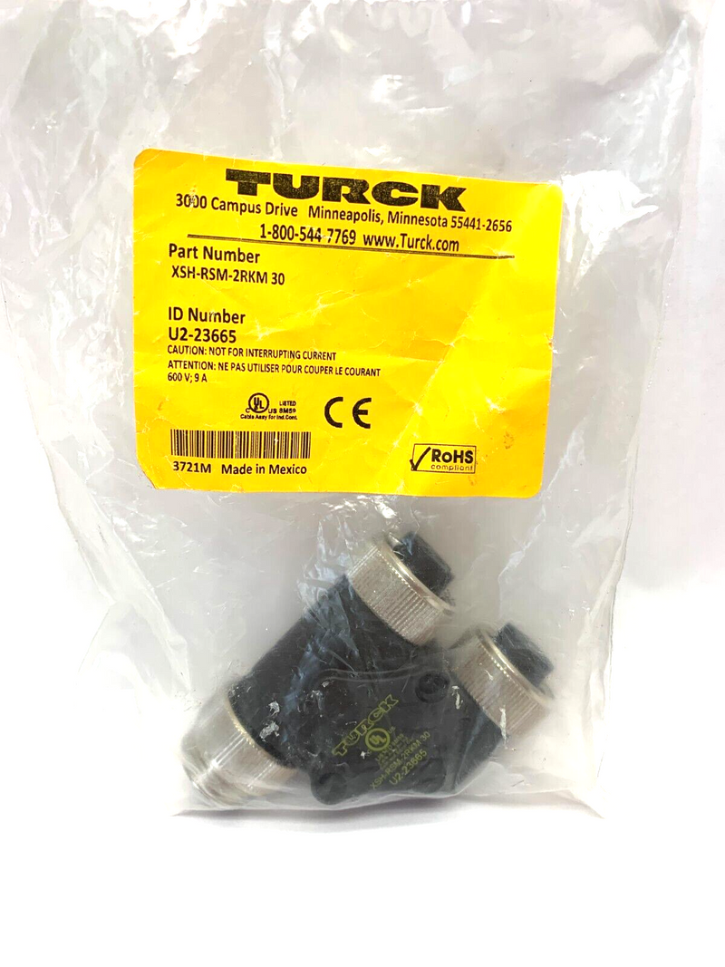 Turck XSH-RSM-2RKM 30 Splitter 3-Pin 7/8" Connector Male-2x Female U2-23665 - Maverick Industrial Sales