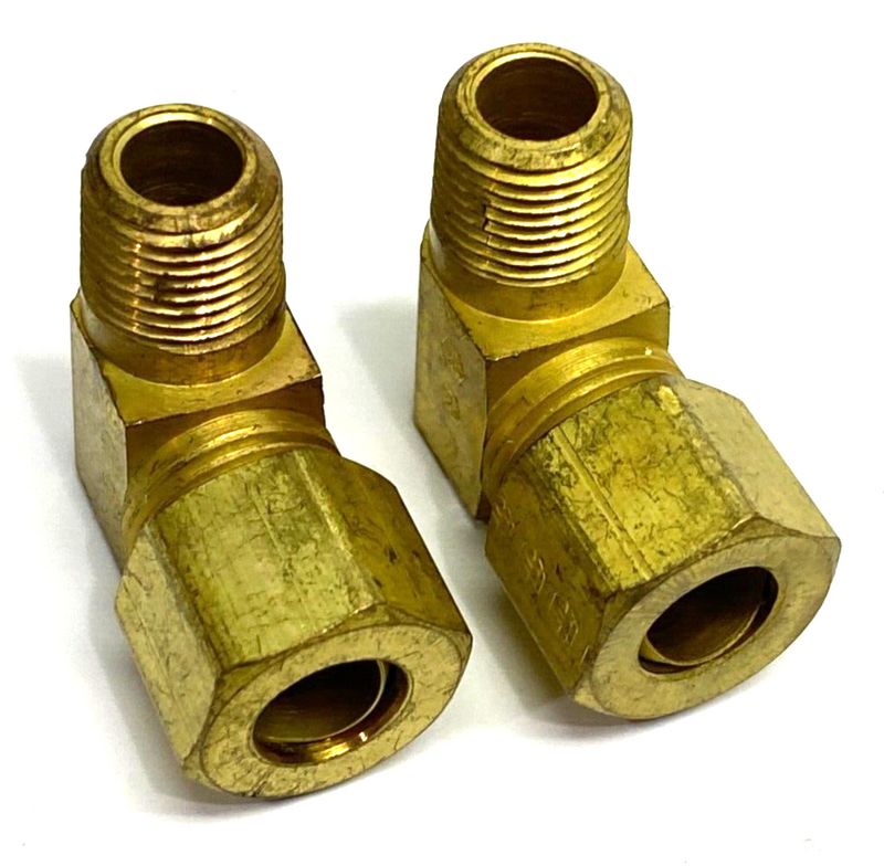 Brass Elbow Compression Fitting 8mm OD Tube to 7/16-20 NPT Male Thread LOT OF 2 - Maverick Industrial Sales