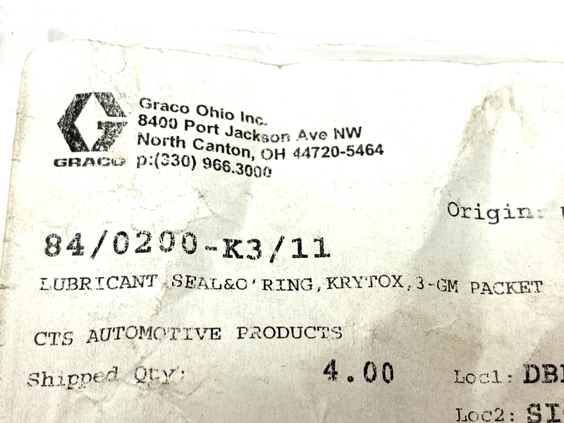 Graco 84/0200-K3/11 DuPont Kryotox High Vacuum Assembly Lubricant 203GPL - Maverick Industrial Sales