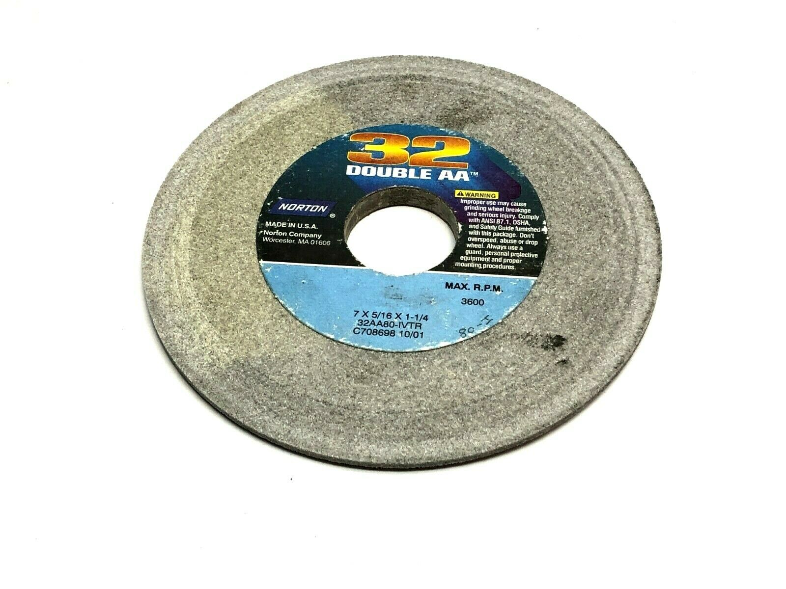 Norton 32AA80-IVTR Grinding Wheels 1-1/4" Bore 3600 RPM LOT OF 5 - Maverick Industrial Sales