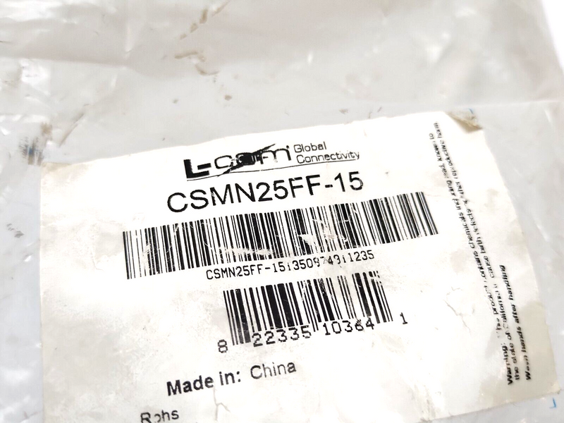 L-Com CSMN25FF-15 Deluxe Molded D-Sub Cable, DB25 Female To Female, 15FT - Maverick Industrial Sales