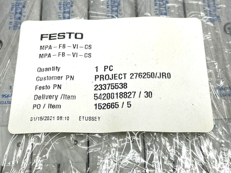 Festo MPA-FB-VI-CS Terminal Valve Manifold 23375538 - Maverick Industrial Sales