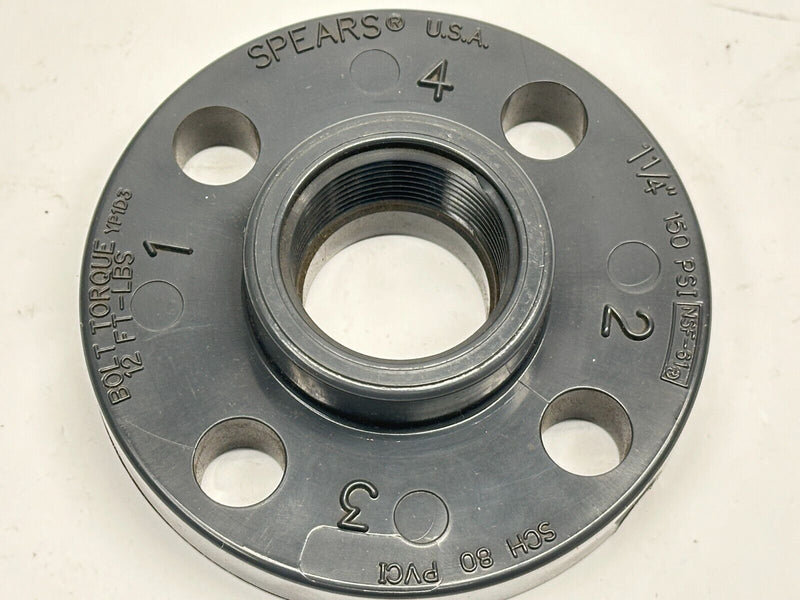 Spears 852-012 1-1/4" 1-Piece Threaded Flange PVC Schedule 80 - Maverick Industrial Sales