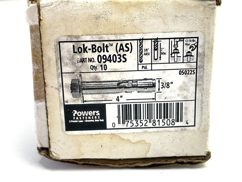 Powers Lok-Bolt 09403S Sleeve Anchors 3/8" x 4" BOX OF 10 - Maverick Industrial Sales