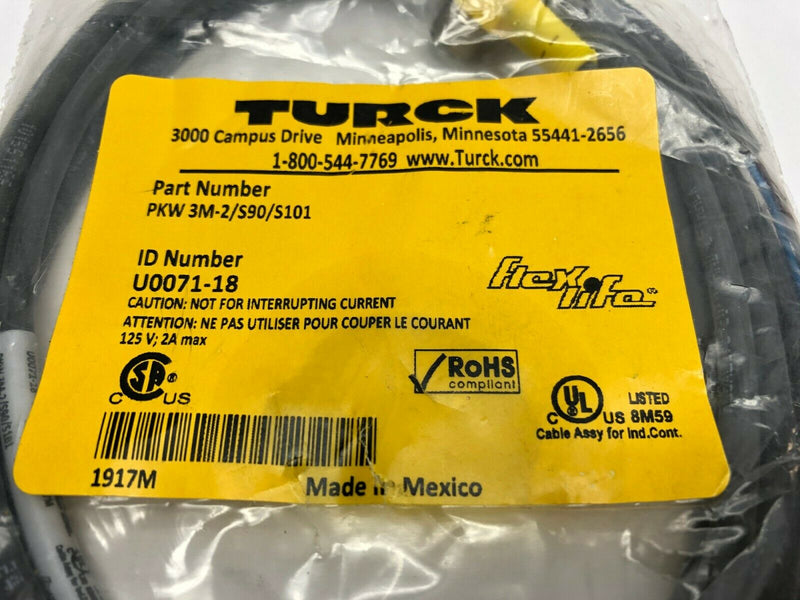 Turck PKW 3M-2/S90/S101 Picofast Molded Cordset Cable U0071-18 - Maverick Industrial Sales