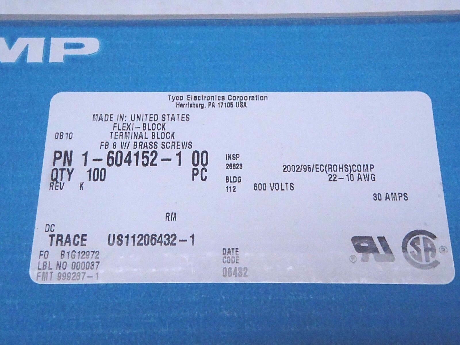 AMP 1-604152-1 Flexi-Block *8 Terminal Blocks Brass Screws 597-2 600V LOT OF 52 - Maverick Industrial Sales