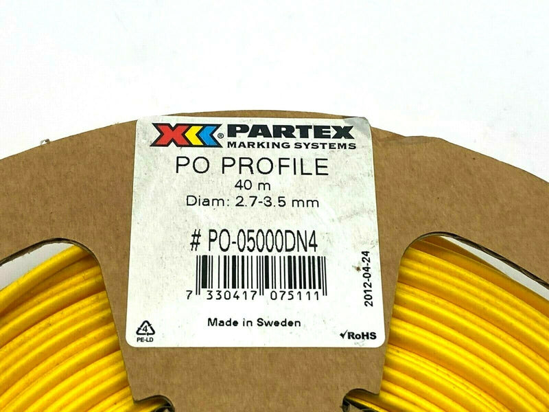 Partex PO-05000DN4 Oval Cable Marker Yellow 2.7-3.5mm 40 Meter Reel - Maverick Industrial Sales