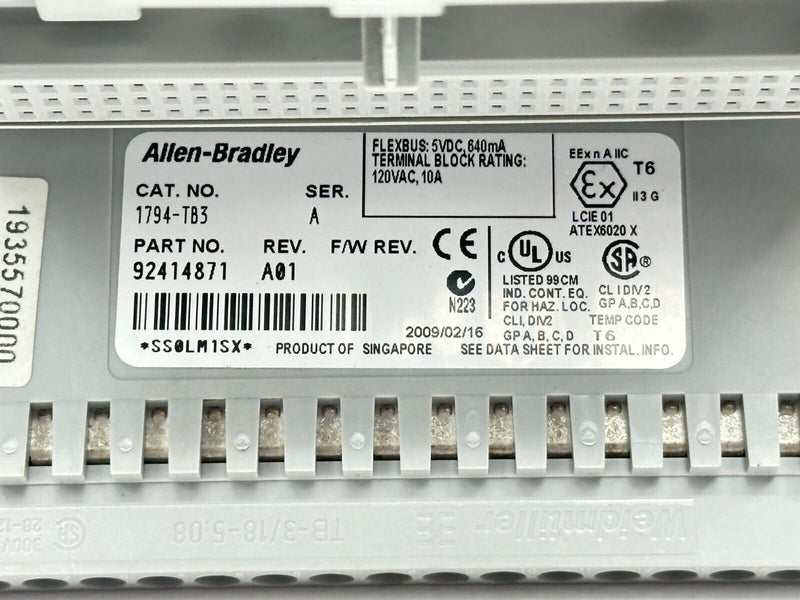 Allen Bradley 1794-TB3 Ser A Flex I/O Terminal Base 92414871 - Maverick Industrial Sales