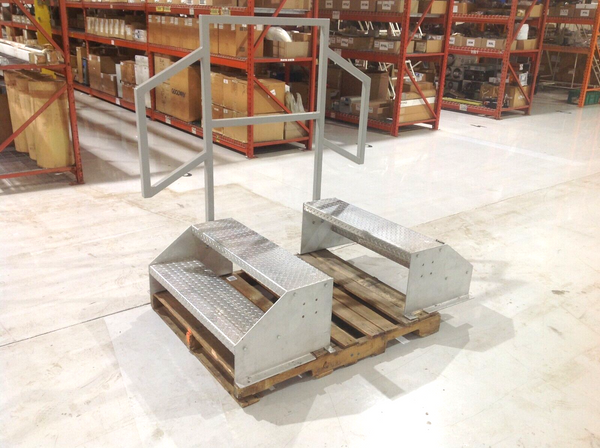 Industrial Inspection Access Conveyor Stairway 59.5" X 40", 20" Gap 14" Stair Ht - Maverick Industrial Sales