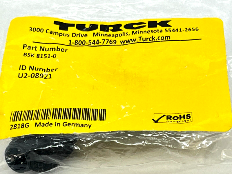 Turck BSK 8151-0 Straight Male Field-Wireable M12 Connection 5-Pin U2-08921 - Maverick Industrial Sales