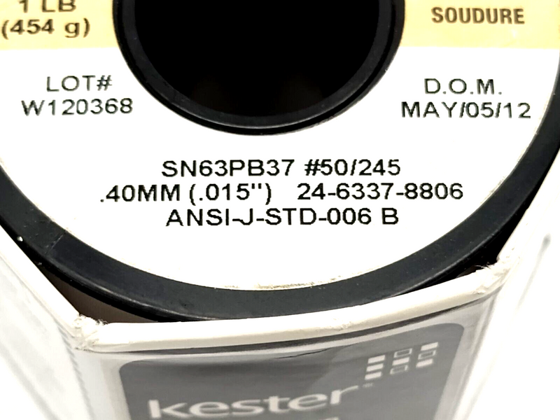 Kester 24-6337-8806 No-Clean Leaded Solder Wire SN63PB37 .015"