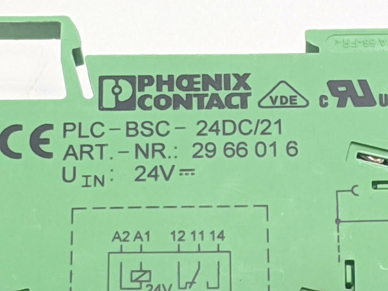 Phoenix Contact PLC-BSC-24DC/21 Relay Base 2966016 w/ 2966618 Relay - Maverick Industrial Sales