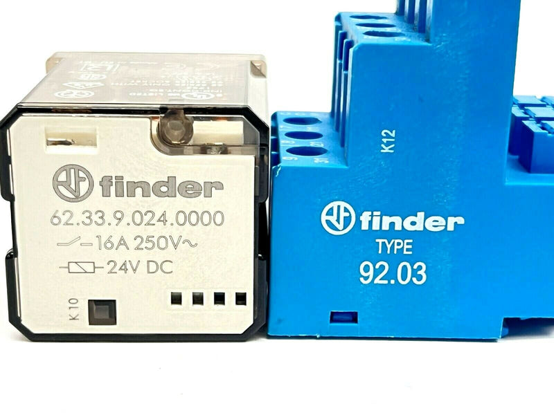 Finder Type 92.03 Relay Base 10A 300V w/ 62.33.9.024.0000 Relay 16A 250V - Maverick Industrial Sales