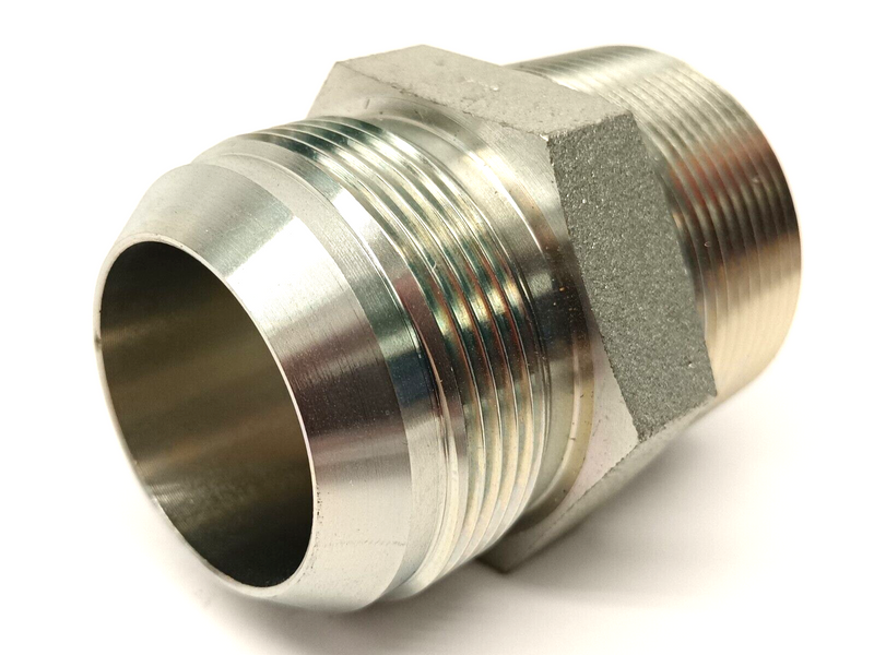 Stainless Steel Male Pipe Connector JIC 1-7/8" Thread x 1-1/2" NPT - Maverick Industrial Sales