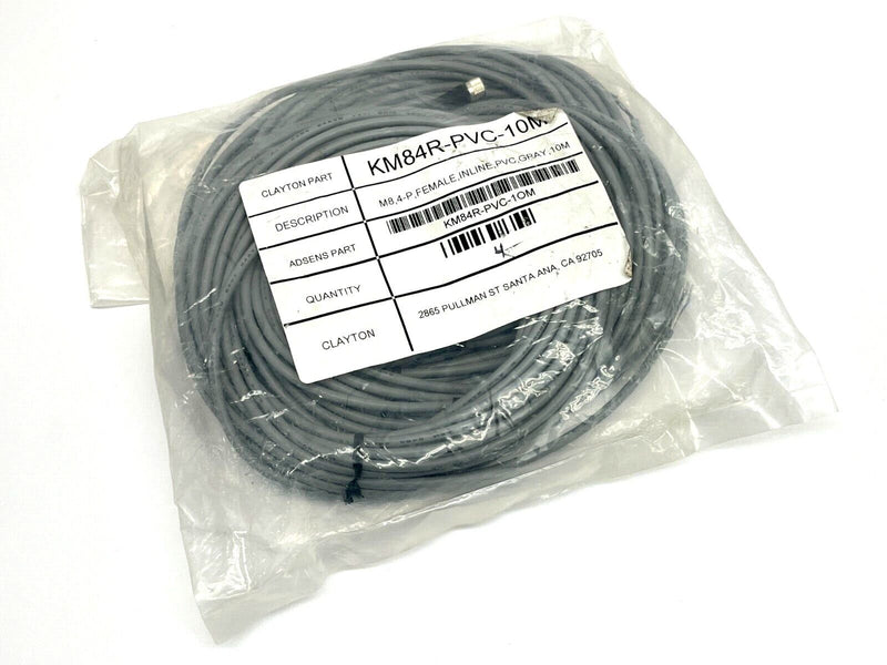Adsens KM84R-PVC-10M Cable 4-Pin M8 Female Inline Grey 10M LOT OF 4 - Maverick Industrial Sales