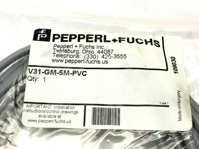 Pepperl+Fuchs V31-GM-5M-PVC Female Cordset Single-Ended 109030 - Maverick Industrial Sales