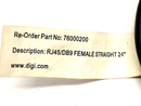 Digi 76000200 RJ45 To Female Straight DB9 24" Length 61070024 E - Maverick Industrial Sales