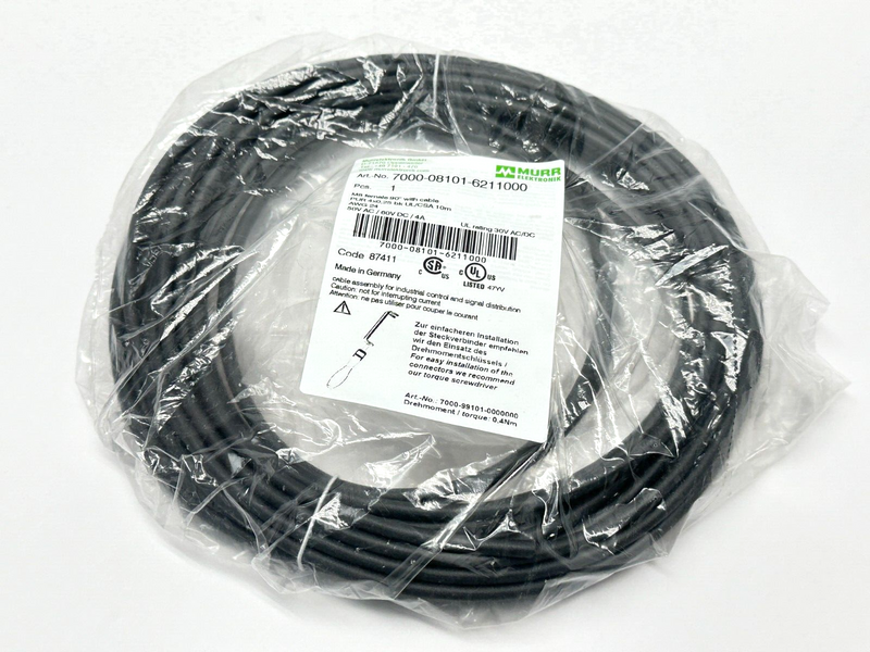 Murr Elektronik 7000-08101-6211000 Cordset M8 Female 4-Pin - Flying Leads 10m - Maverick Industrial Sales