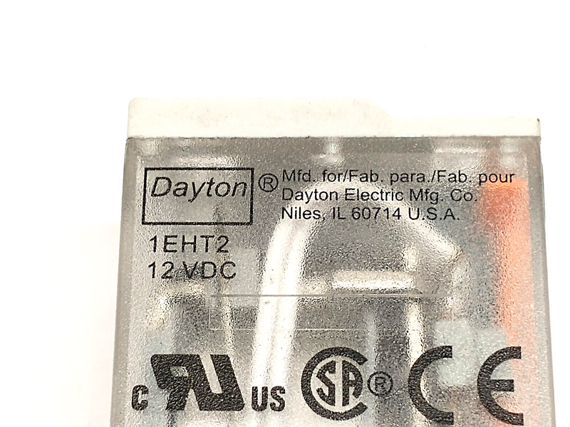Dayton 1EHT2 14-Pin Square Base Plug In Relay 12VDC w/ 2-M4X10 5A 250V Base - Maverick Industrial Sales
