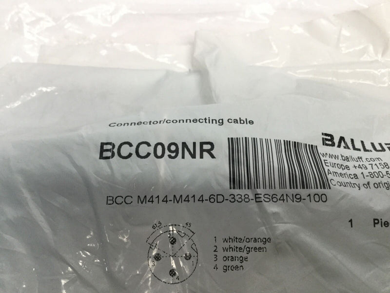 Balluff BCC09NR 4 Pin Double Ended Cordset, BCCM414M4146D338ES64N9100 - Maverick Industrial Sales