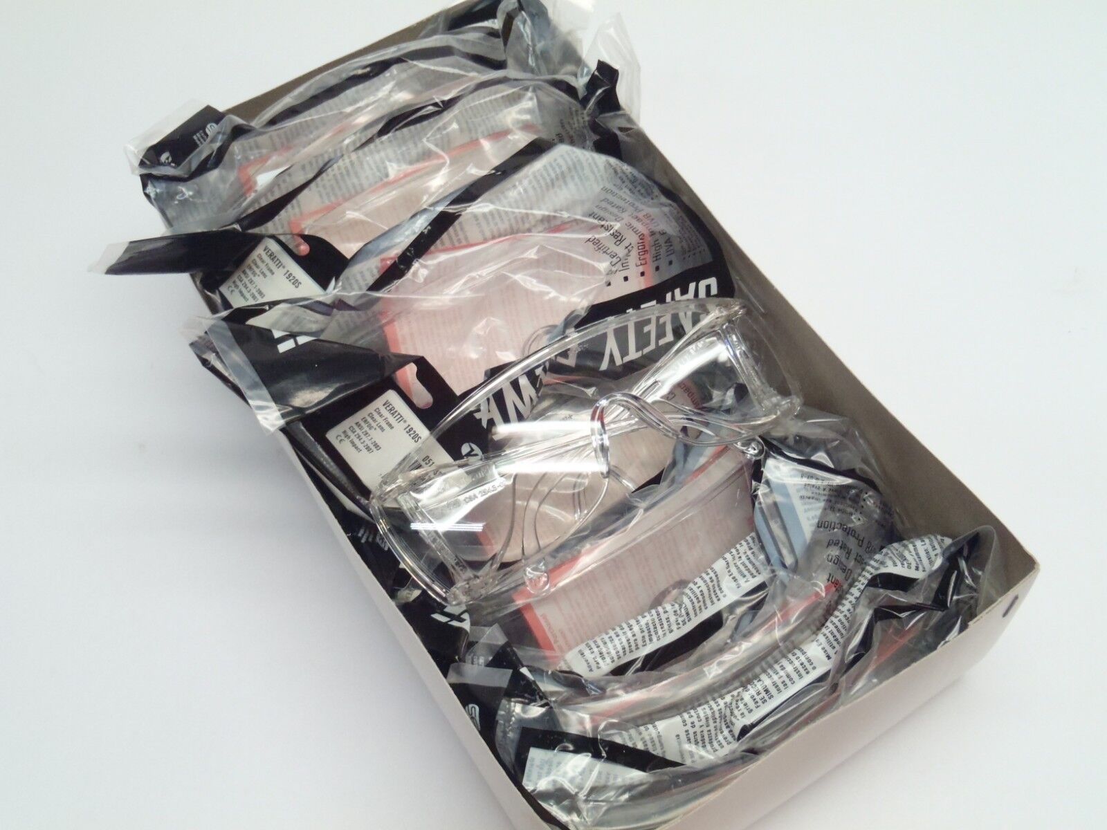 Encon Veratti 1920S Safety Glasses Clear Lens Clear Frame High Impact LOT OF 12 - Maverick Industrial Sales