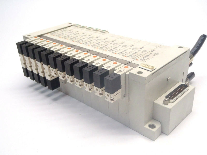 SMC Pneumatic Valve Assembly w/ 5) VQ2200N-5 & 7) VQ2100N-5 Solenoids - Maverick Industrial Sales