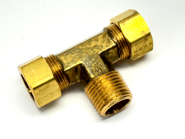 5/8" OD Compression Tube x 5/8" OD Compression x 1/2 MNPT TEE Fitting Brass - Maverick Industrial Sales