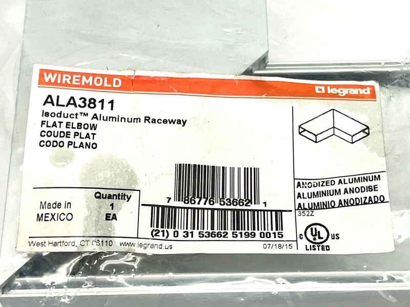 Legrand ALA3811 Wiremold Flat Elbow Aluminum Raceway - Maverick Industrial Sales