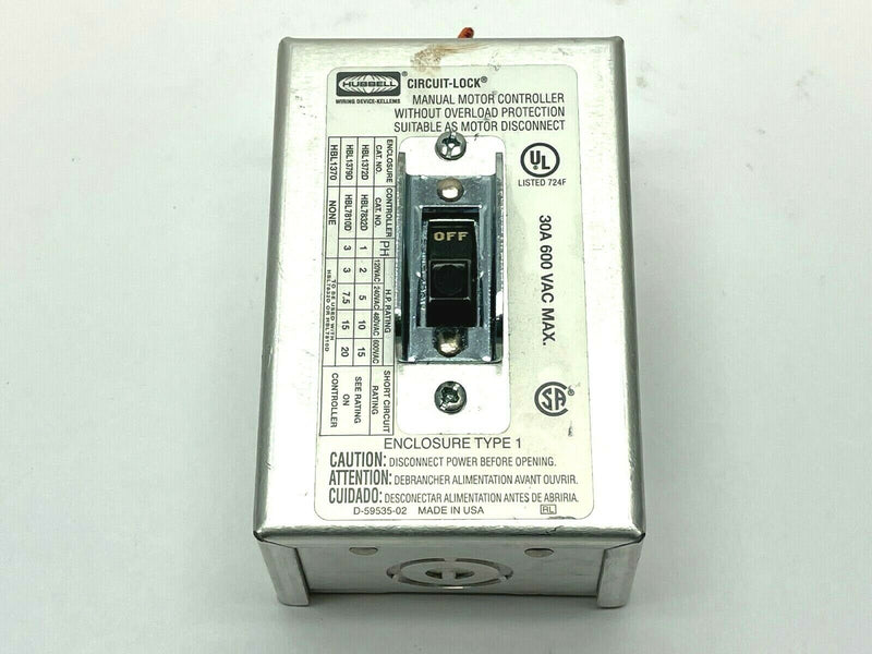 Hubbell HBL1379D Disconnect Switch Enclosure 30A 600VAC - Maverick Industrial Sales