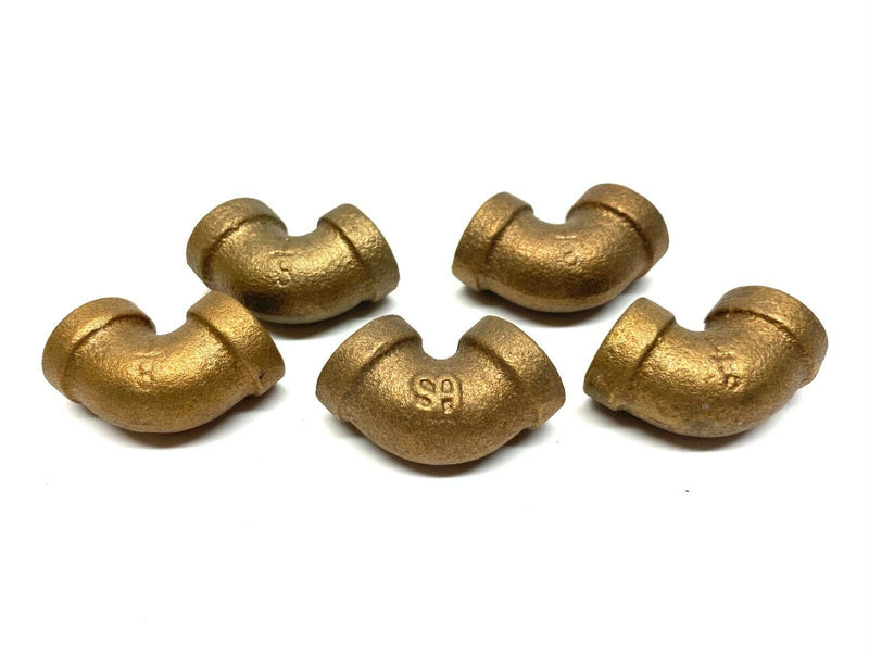 Pipe Elbow 90 Degree Threaded 125 lbs Rough Brass 1/8" LOT OF 5 - Maverick Industrial Sales