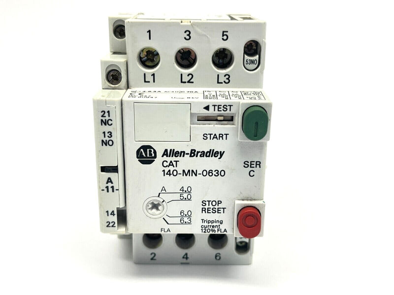 Allen Bradley 140-MN-0630 Ser. C Manual Motor Starter w/ 140-A11 Auxiliary - Maverick Industrial Sales