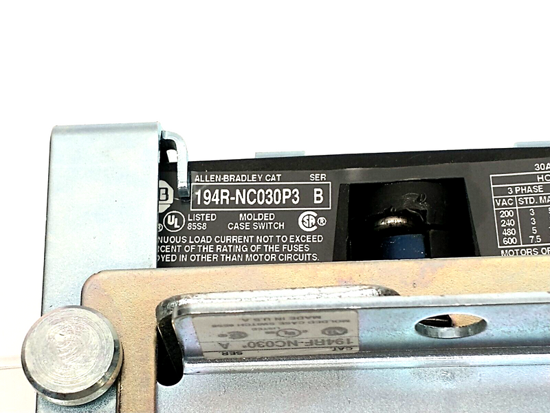 Allen Bradley 194R-NC030P3 Ser. B Rotary Disconnect Switch 30A 194RF-NC030* - Maverick Industrial Sales