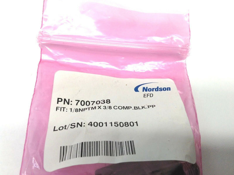 Nordson EFD 7007038 1/8 NPTM X 3/8" Inch Compression Black Poly Valve Fitting - Maverick Industrial Sales