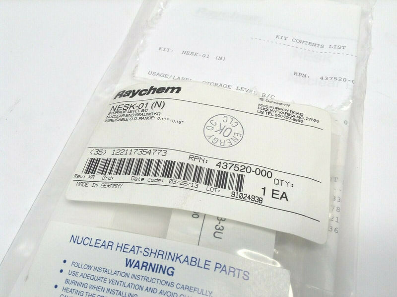 Raychem NESK-01 N Nuclear Heat Shrinkable End Sealing Kit for 0.11"-0.16" Cable - Maverick Industrial Sales