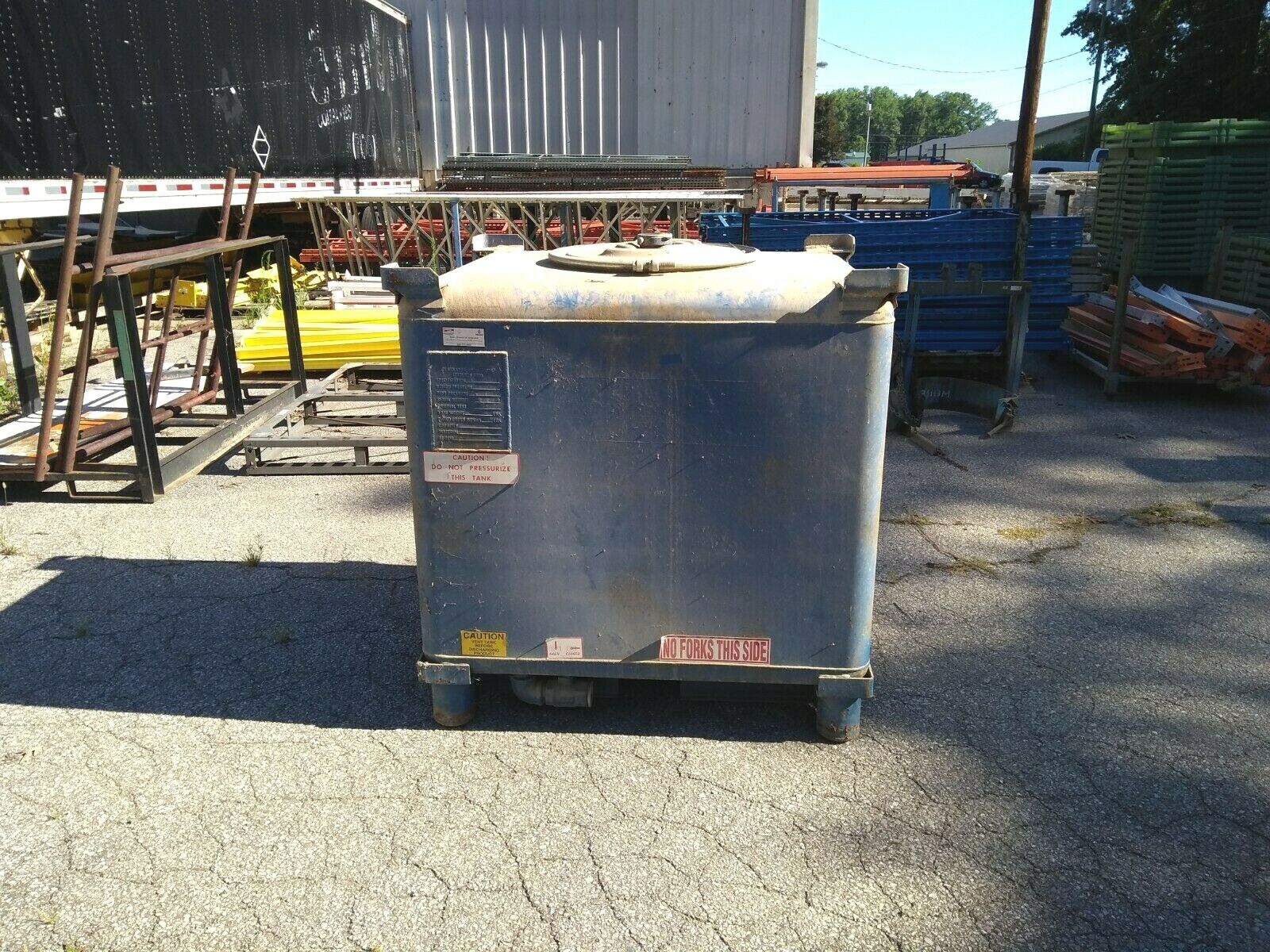 Clawson Tank D01 57 Forkable 345 Gallon Steel Storage Tank Refurbished 7 PSI - Used - Maverick Industrial Sales