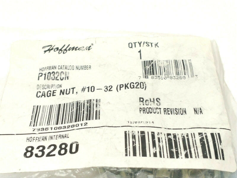 Hoffman P1032CN 10-32 Cage Nut PACKAGE OF 20 - Maverick Industrial Sales