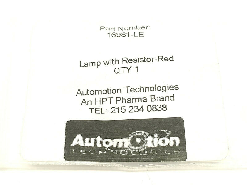 Automotion Technologies 16981-LE Red Indicator Lamp w/ Resistor 12 VDC - Maverick Industrial Sales