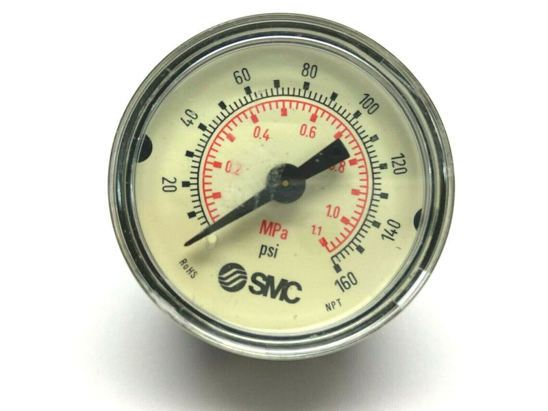 SMC 160 PSI Max 1.5" Face Pressure Gauge 7/16" Thread - Maverick Industrial Sales