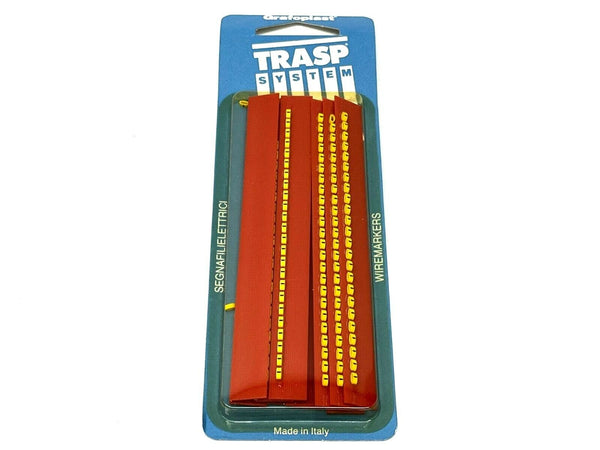 Grafoplast 117P81BY Trasp System Wire Markers - Black on Yellow 10 Strips - Maverick Industrial Sales