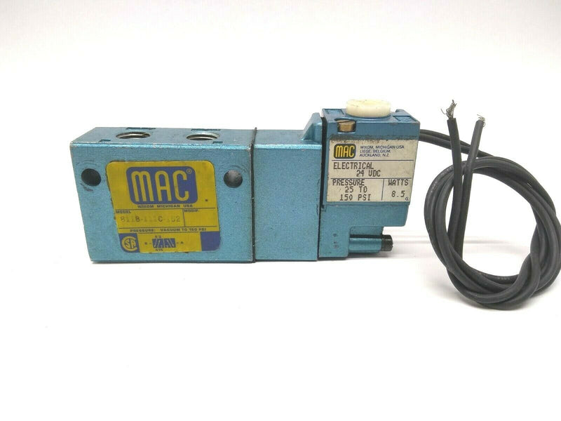 MAC Valves 811B-111C-152 Solenoid Valve with PME-6111BAAA 24VDC Coil 25-150 PSI - Maverick Industrial Sales