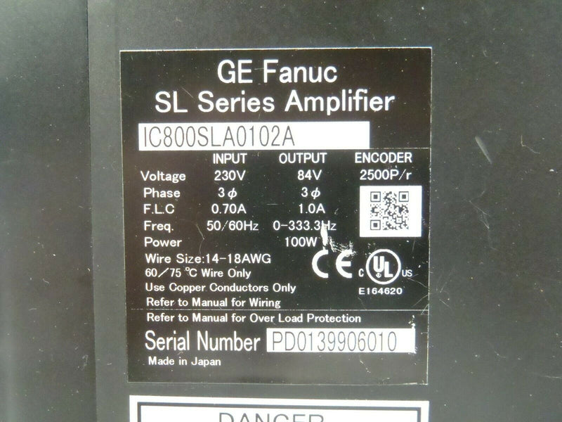 GE Fanuc IC800SLA0102A SL Series Amplifier Drive Servo Motor Controller - Maverick Industrial Sales