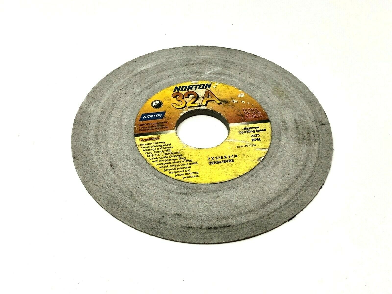Norton 32A80-I8VBE Grinding Wheels 1-1/4" Bore 3600 RPM LOT OF 5 - Maverick Industrial Sales