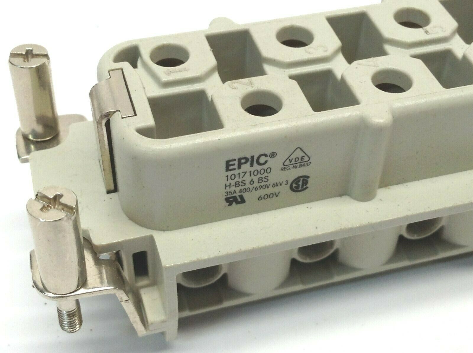 Lot of 2 Epic 10171000 H-BS 6 BS 35A 400V 6kV 3 Connector Insert - Maverick Industrial Sales