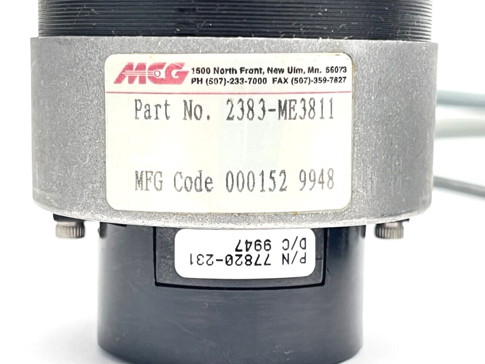 MCG 2383-ME3811 Servo Motor w/ Renco 77820-231 Encoder BROKEN MOTOR SHAFT - Maverick Industrial Sales