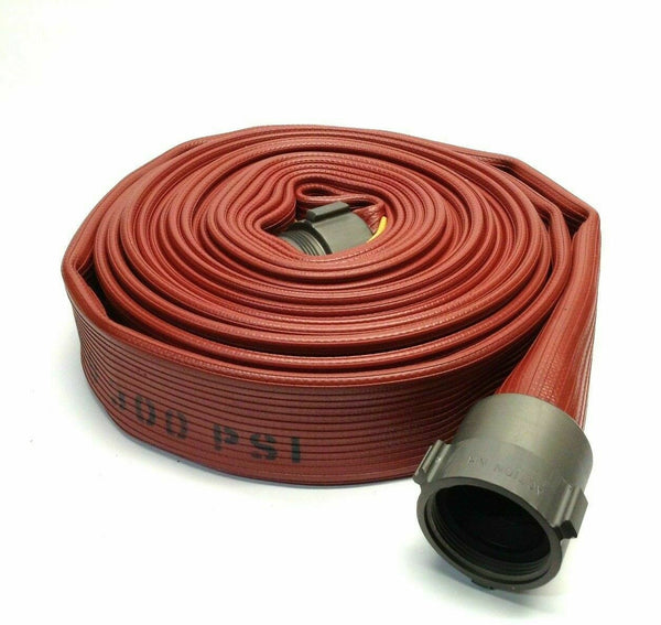 Angus Red Chief 2-1/2 X 50 Fire Hose 300 PSI Test Action NH Aluminum Couplings - Maverick Industrial Sales