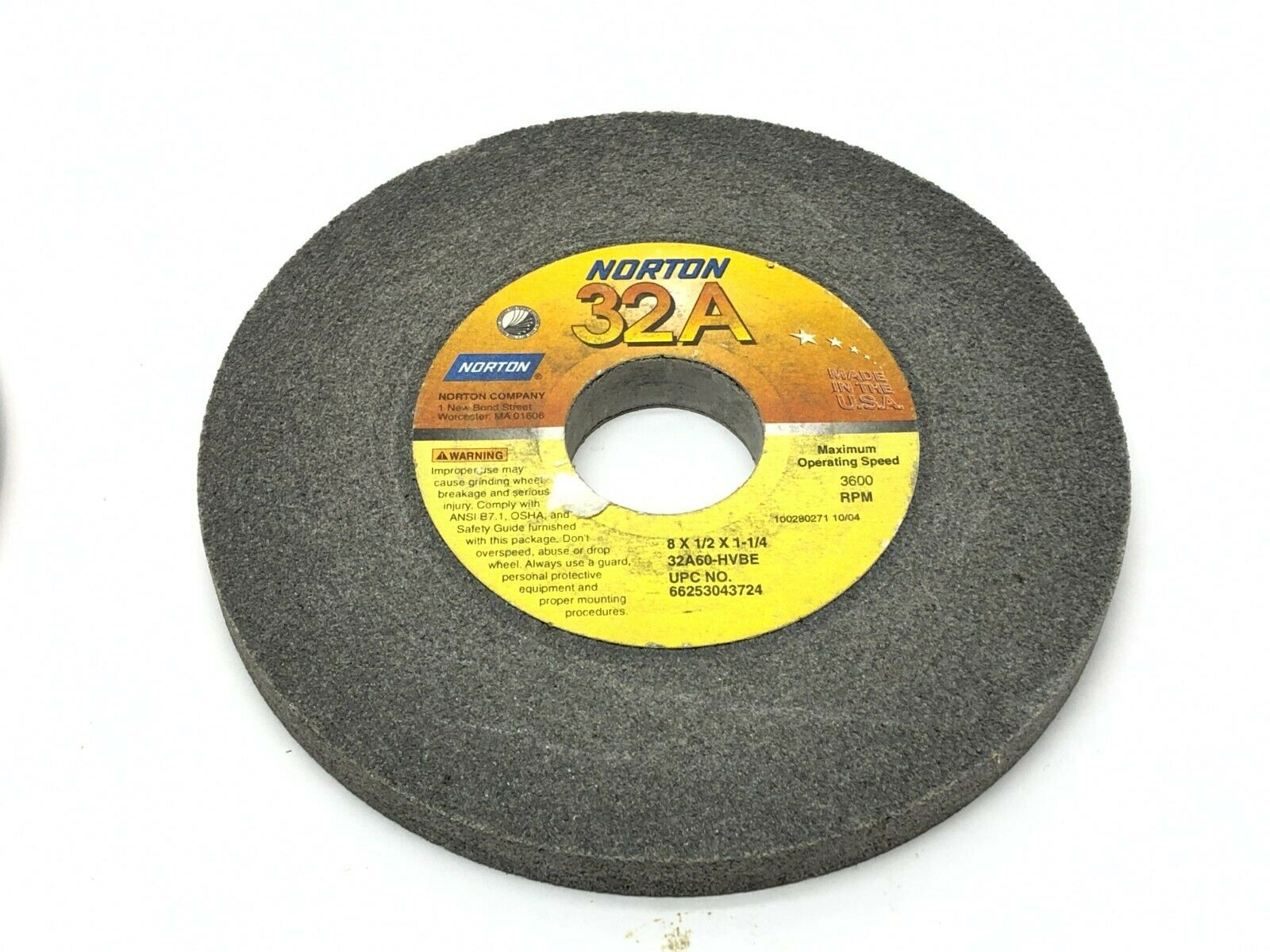 Norton 32A60-HBVE Grinding Wheels 1-1/4" Bore 3600 RPM LOT OF 5 - Maverick Industrial Sales